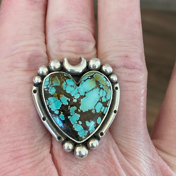 Pacific Crest Silver Turquoise heart sterling silver ring - Picture 8 of 9